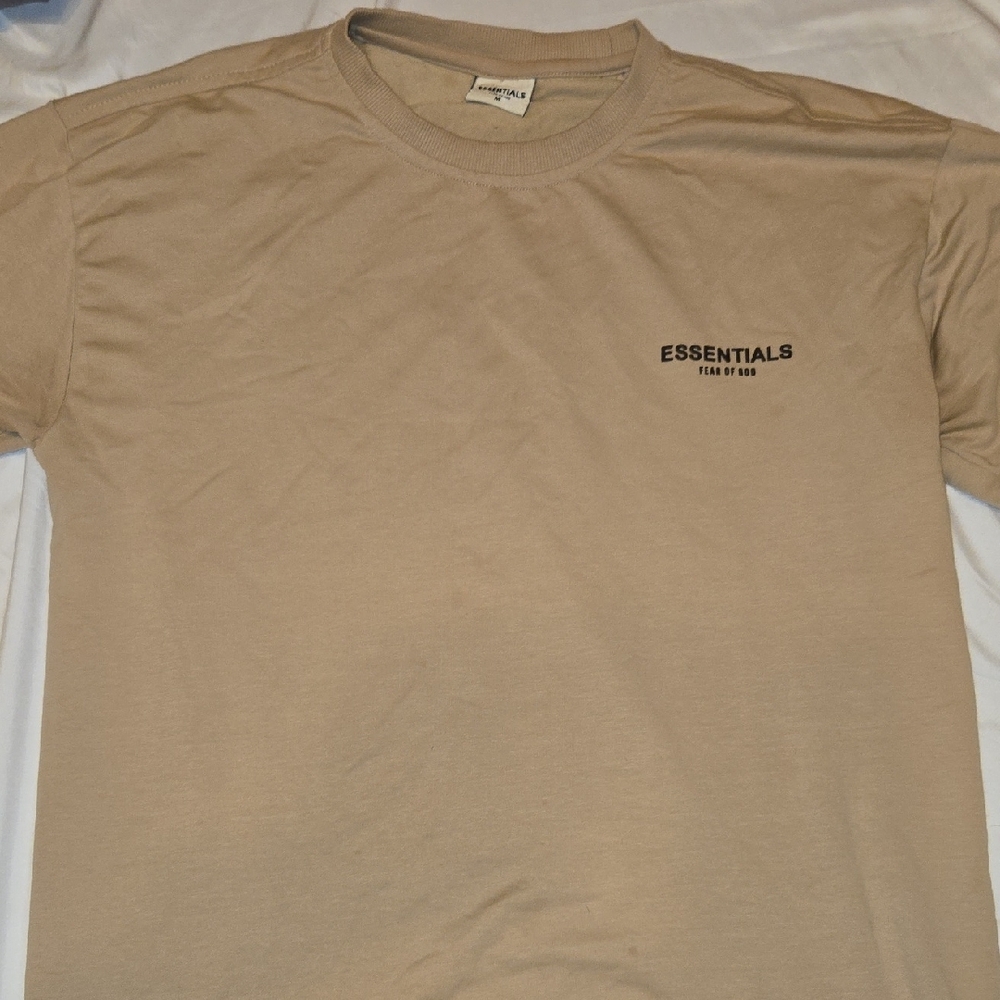 Essentials Tan Short Sleeve Tee Versatile Crew Neck